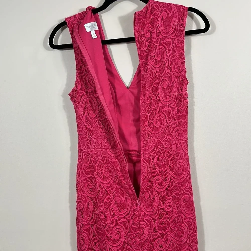 Bisou Bisou Michele Bohbot Pink Lace Overlay Eyelet Lined Sleeveless Dress 4